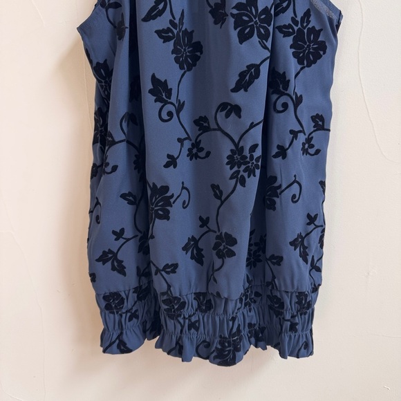 41 Hawthorn Blue Black Floral Sleeveless Halter Neckline Womens Size M Blouse - Picture 6 of 13